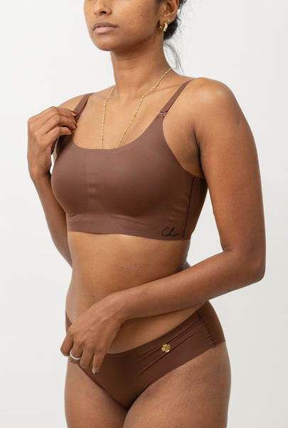 Espresso - Scoop Neck Adjustable Strap Bra